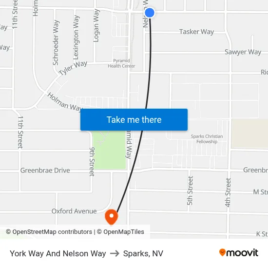 York Way And Nelson Way to Sparks, NV map