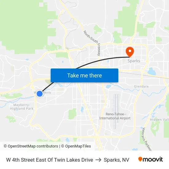 W 4th Street East Of Twin Lakes Drive to Sparks, NV map