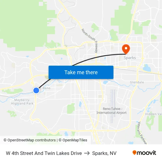 W 4th Street And Twin Lakes Drive to Sparks, NV map