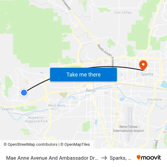 Mae Anne Avenue And Ambassador Drive to Sparks, NV map