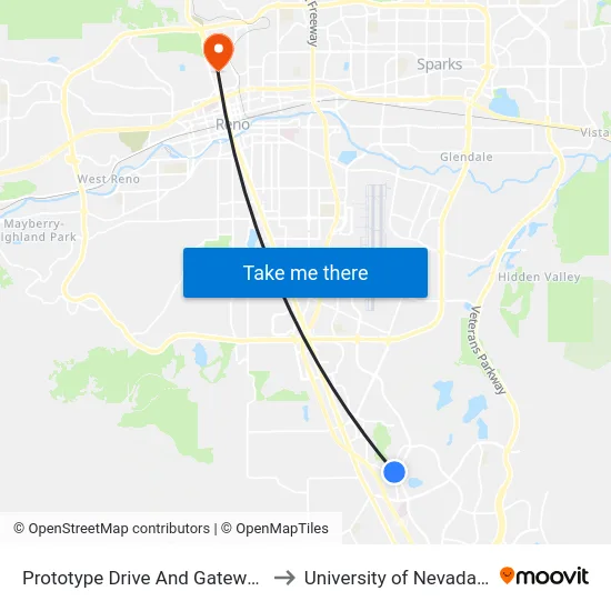 Prototype Drive And Gateway Drive to University of Nevada, Reno map