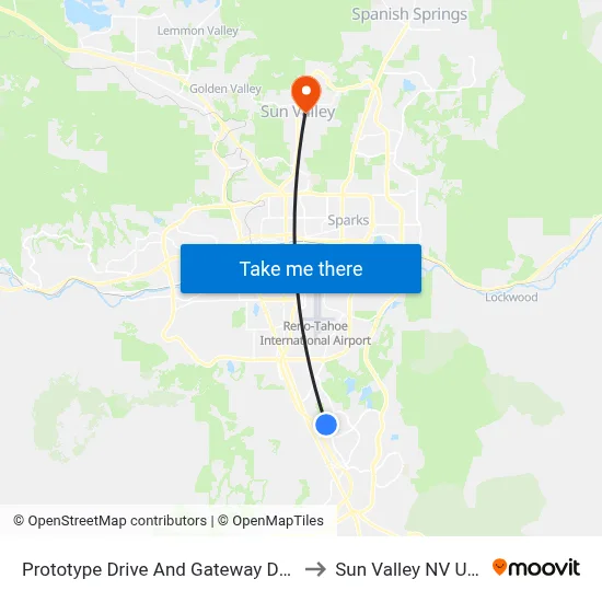 Prototype Drive And Gateway Drive to Sun Valley NV USA map