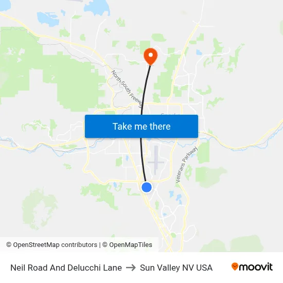 Neil Road And Delucchi Lane to Sun Valley NV USA map