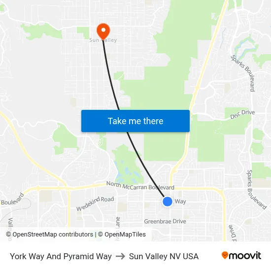 York Way And Pyramid Way to Sun Valley NV USA map
