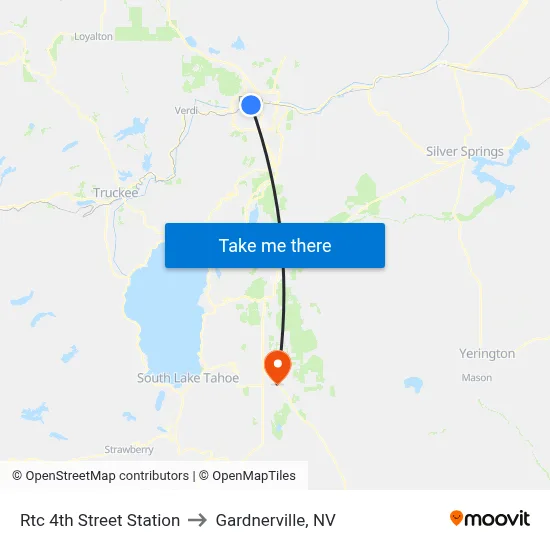 Rtc 4th Street Station to Gardnerville, NV map
