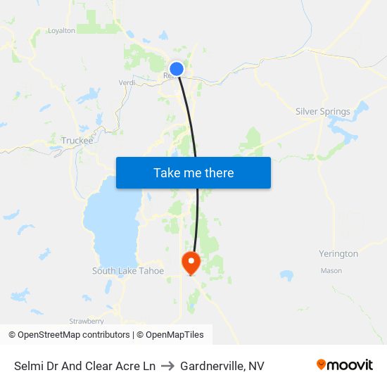 Selmi Dr And Clear Acre Ln to Gardnerville, NV map