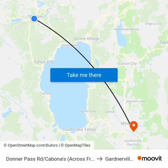 Donner Pass Rd/Cabona's (Across From Depot) to Gardnerville, NV map