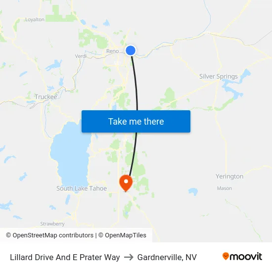 Lillard Drive And E Prater Way to Gardnerville, NV map