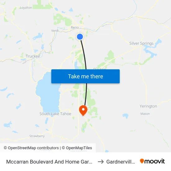 Mccarran Boulevard And Home Gardens Drive to Gardnerville, NV map