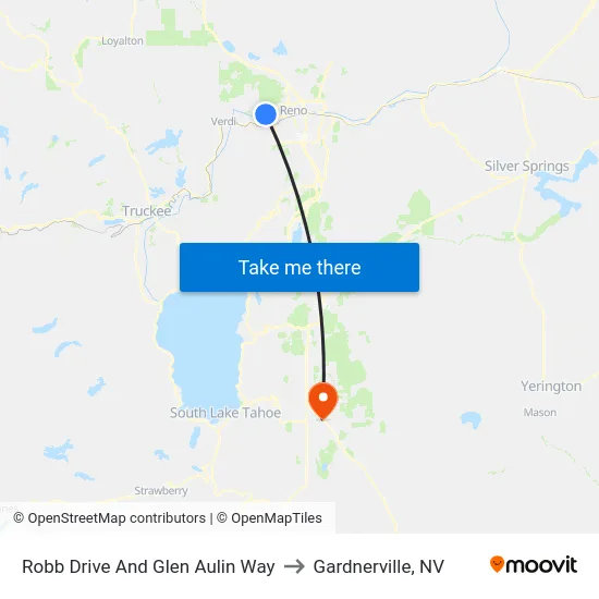 Robb Drive And Glen Aulin Way to Gardnerville, NV map