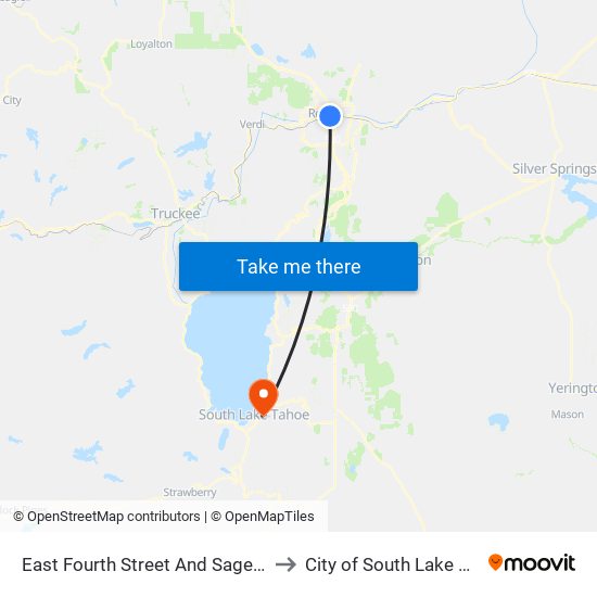 East Fourth Street And Sage Street to City of South Lake Tahoe map