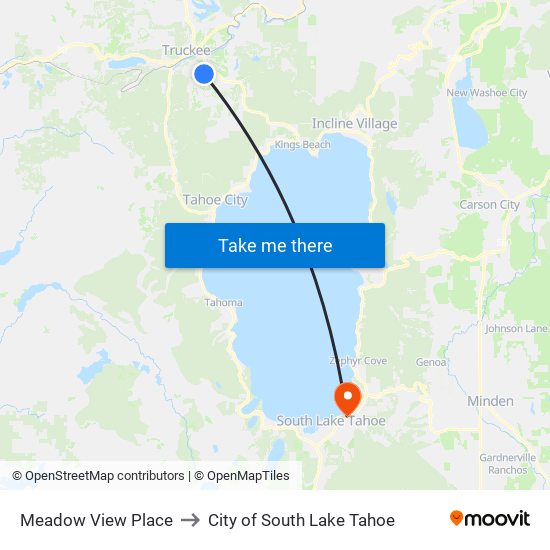 Meadow View Place to City of South Lake Tahoe map