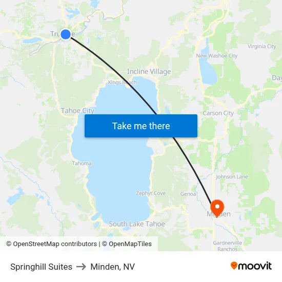 Springhill Suites to Minden, NV map
