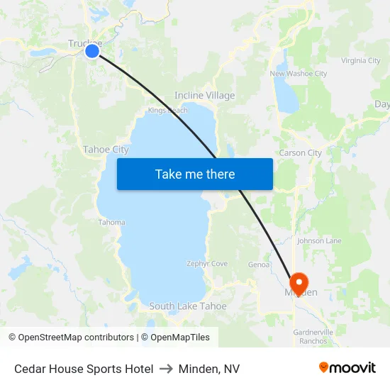 Cedar House Sports Hotel to Minden, NV map