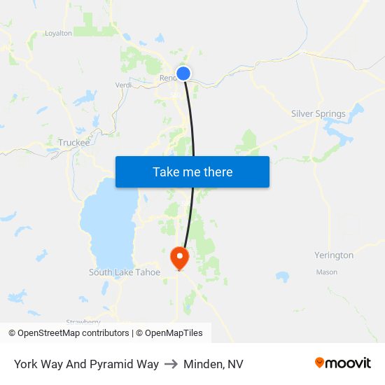 York Way And Pyramid Way to Minden, NV map