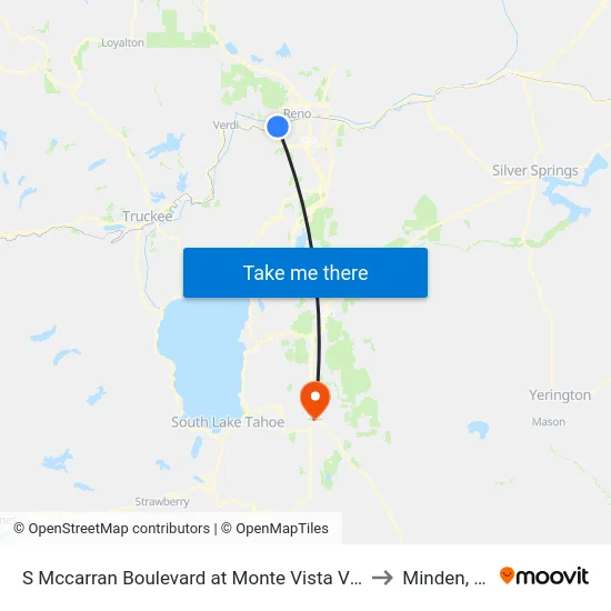 S Mccarran Boulevard at Monte Vista Village to Minden, NV map