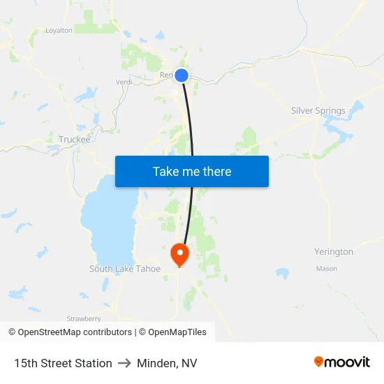 15th Street Station to Minden, NV map
