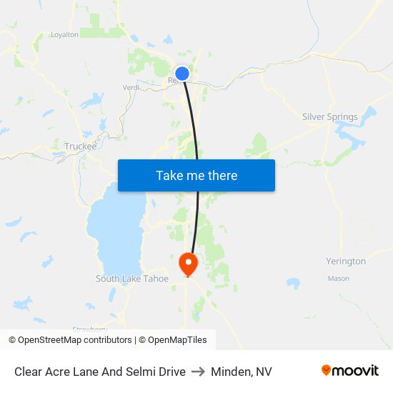 Clear Acre Lane And Selmi Drive to Minden, NV map