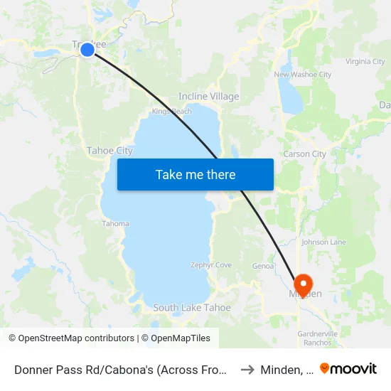 Donner Pass Rd/Cabona's (Across From Depot) to Minden, NV map