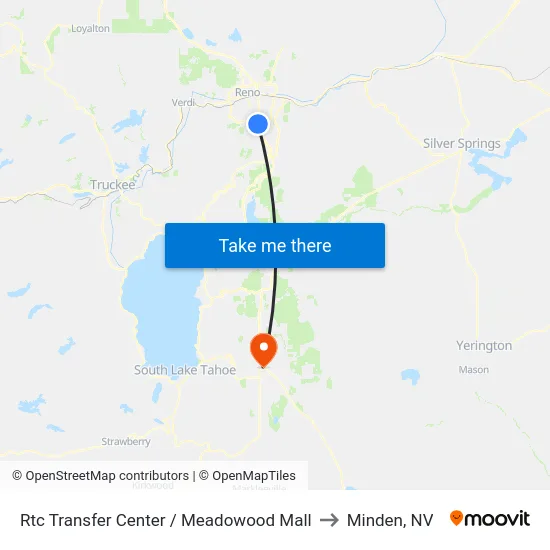Rtc Transfer Center / Meadowood Mall to Minden, NV map