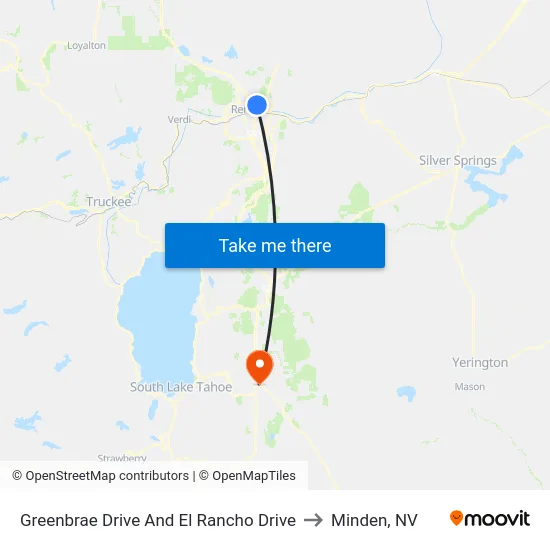 Greenbrae Drive And El Rancho Drive to Minden, NV map