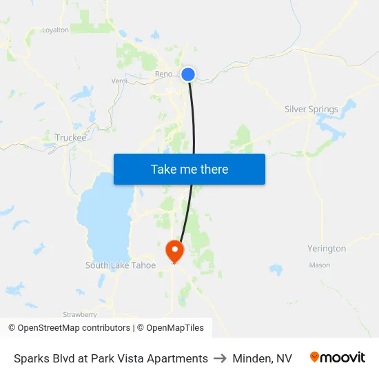 Sparks Blvd at Park Vista Apartments to Minden, NV map