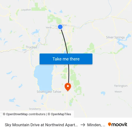 Sky Mountain Drive at Northwind Apartments to Minden, NV map