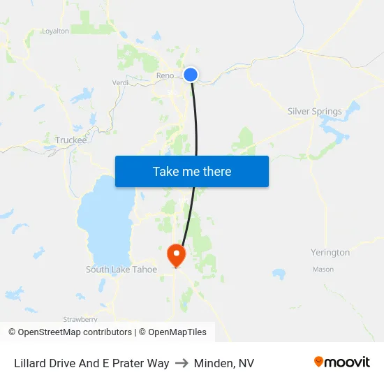 Lillard Drive And E Prater Way to Minden, NV map