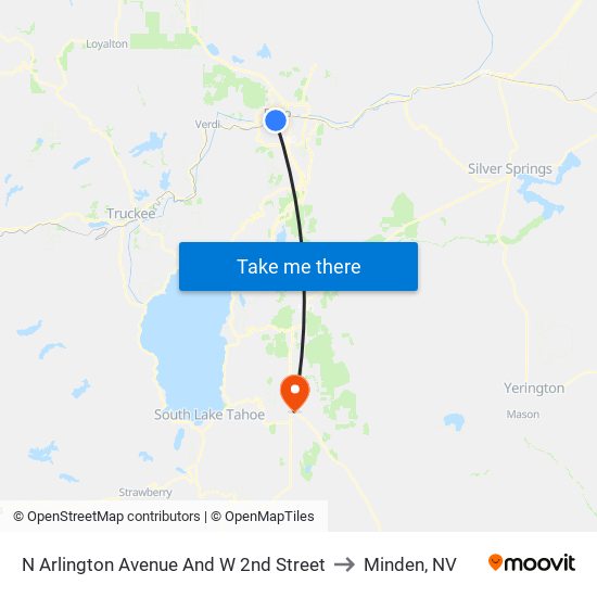N Arlington Avenue And W 2nd Street to Minden, NV map