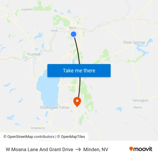 W Moana Lane And Grant Drive to Minden, NV map
