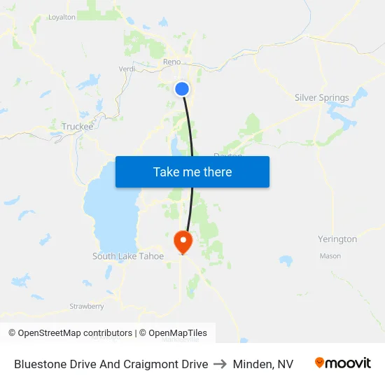 Bluestone Drive And Craigmont Drive to Minden, NV map