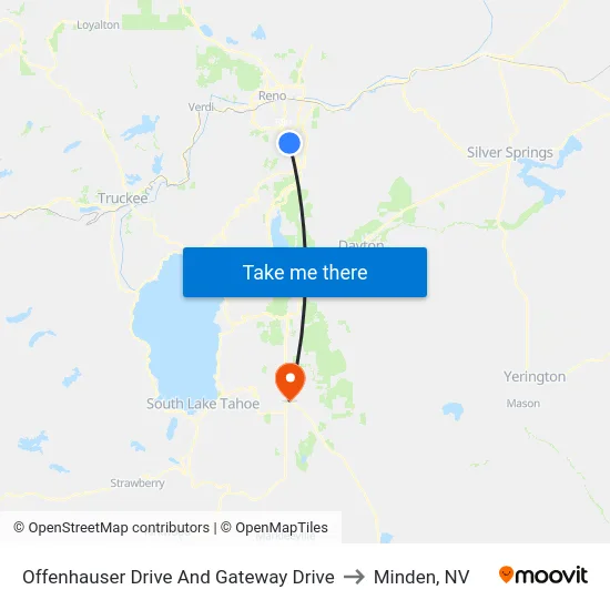 Offenhauser Drive And Gateway Drive to Minden, NV map