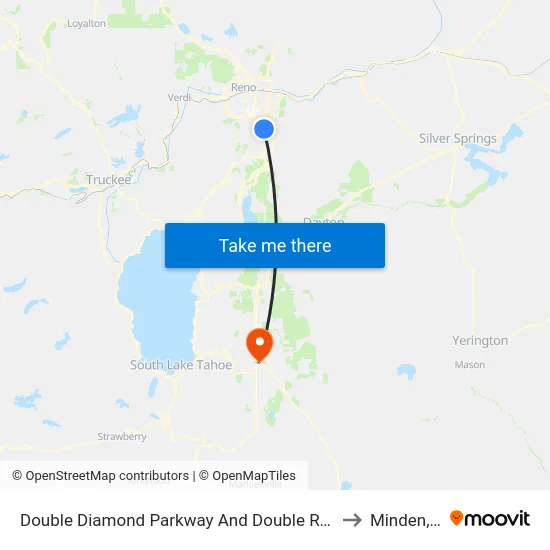 Double Diamond Parkway And Double R Boulevard to Minden, NV map