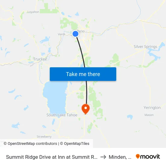 Summit Ridge Drive at Inn at Summit Ridge to Minden, NV map