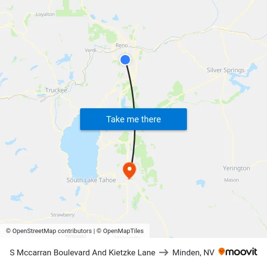 S Mccarran Boulevard And Kietzke Lane to Minden, NV map