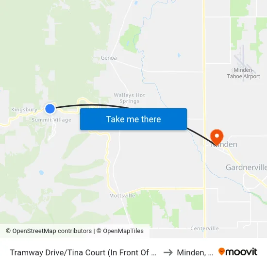 Tramway Drive/Tina Court (In Front Of House) to Minden, NV map