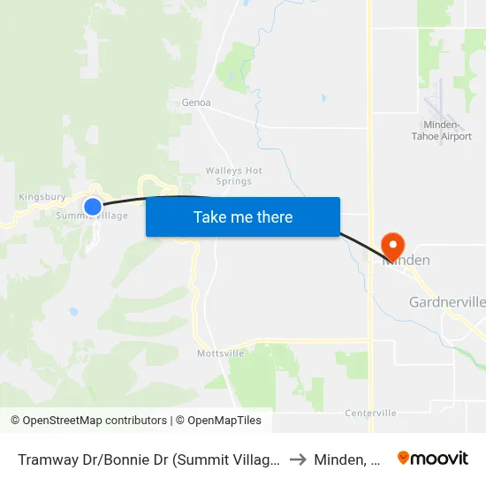 Tramway Dr/Bonnie Dr (Summit Village) to Minden, NV map