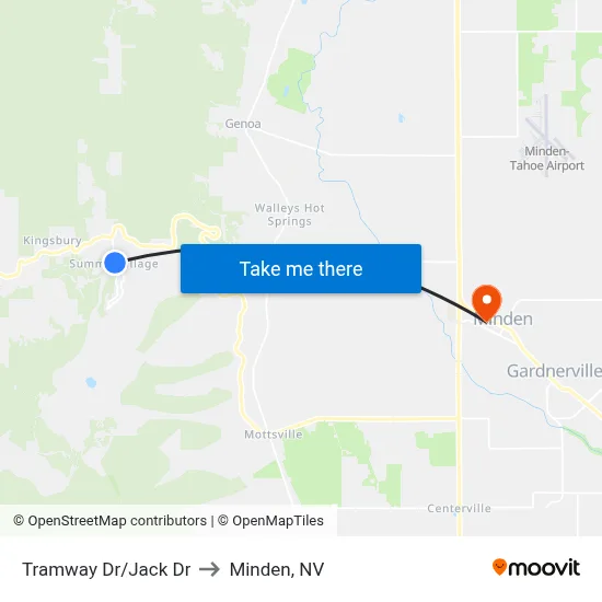 Tramway Dr/Jack Dr to Minden, NV map