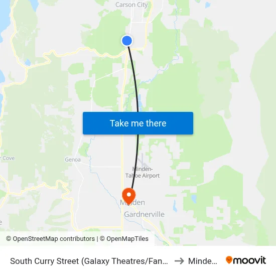 South Curry Street (Galaxy Theatres/Fandango Casino) to Minden, NV map