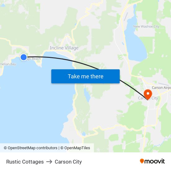 Rustic Cottages to Carson City map