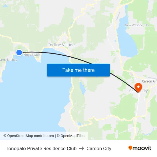 Tonopalo Private Residence Club to Carson City map