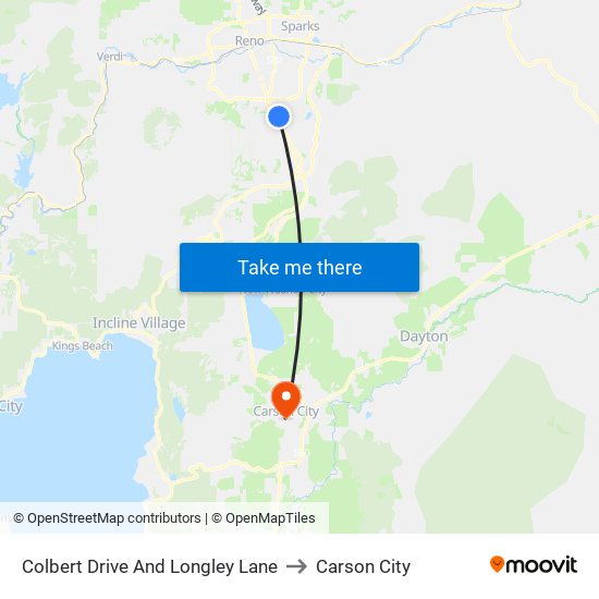 Colbert Drive And Longley Lane to Carson City map