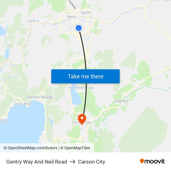 Gentry Way And Neil Road to Carson City map