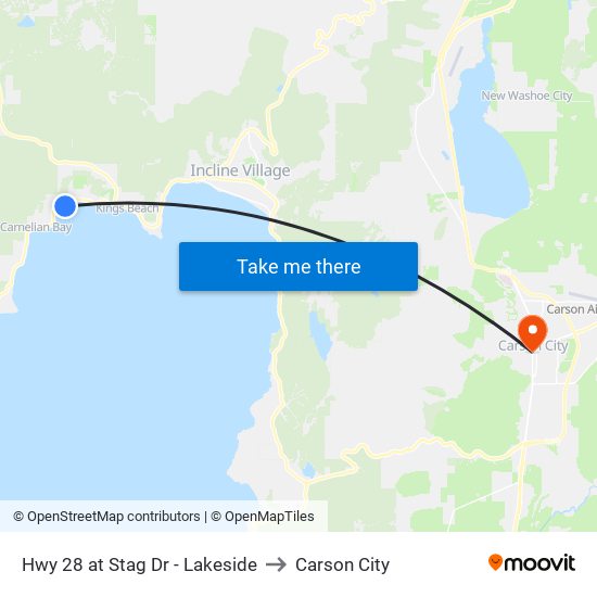 Hwy 28 at Stag Dr - Lakeside to Carson City map