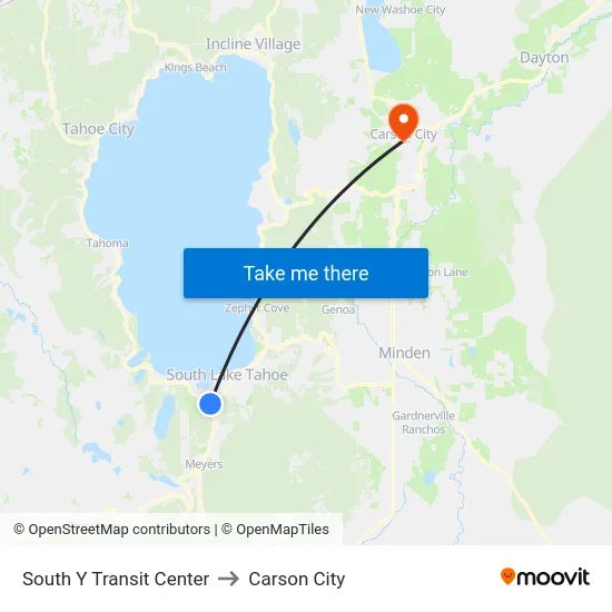 South Y Transit Center to Carson City map