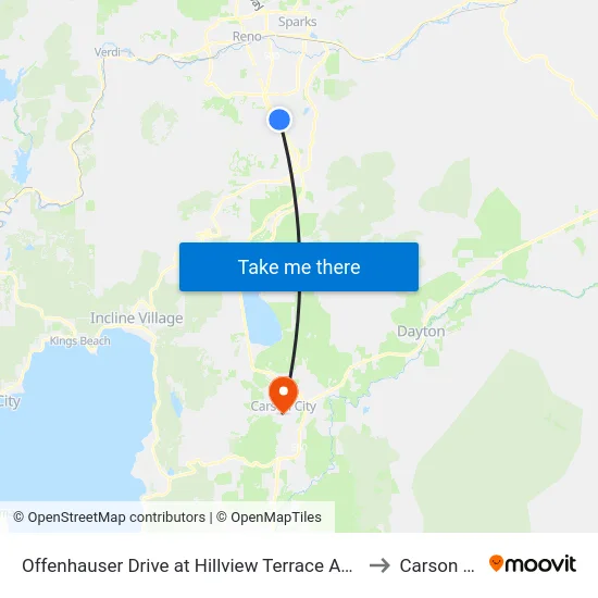 Offenhauser Drive at Hillview Terrace Apts North to Carson City map