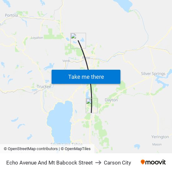 Echo Avenue And Mt Babcock Street to Carson City map