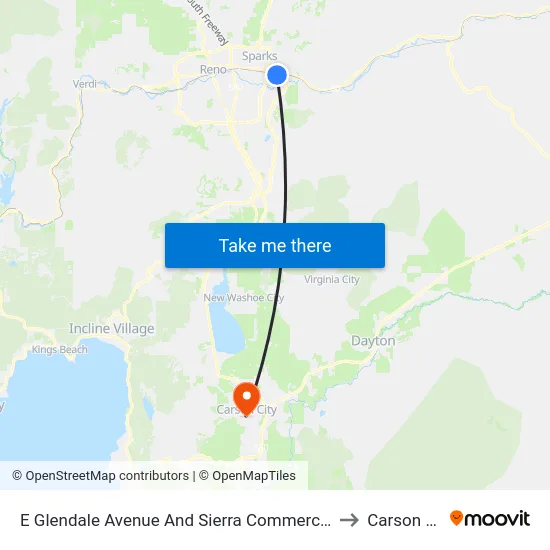 E Glendale Avenue And Sierra Commerce Center to Carson City map