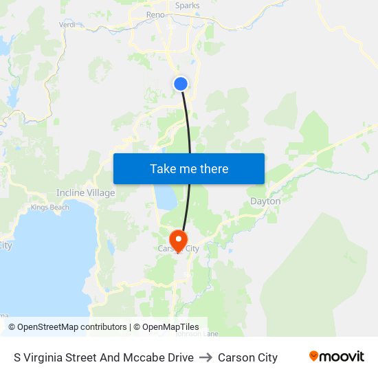 S Virginia Street And Mccabe Drive to Carson City map