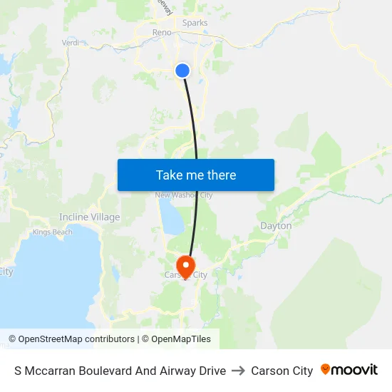 S Mccarran Boulevard And Airway Drive to Carson City map